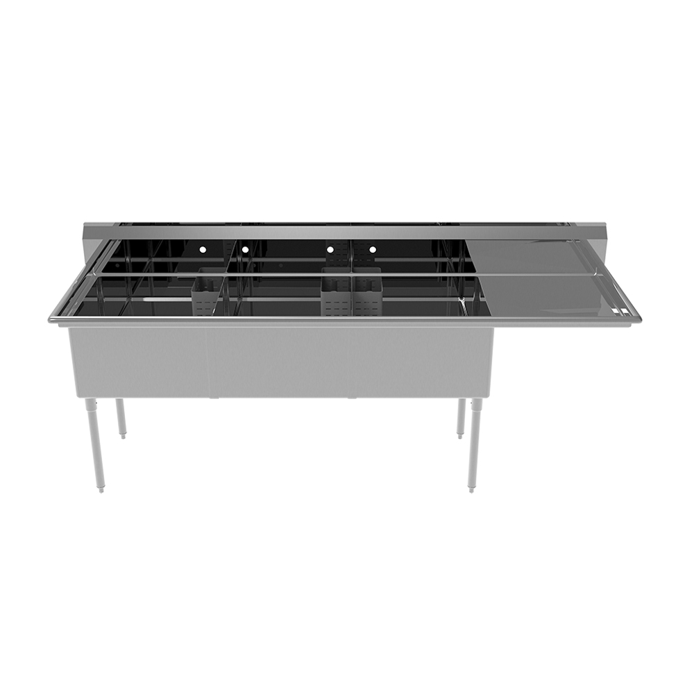Atosa SS2424F32R24 Three Compartment Canadian Style Sinks