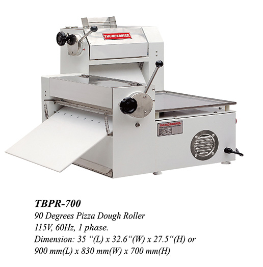 Thunderbird TBPR-700 90 Degree Pizza Dough Roller – 115 V, 60 Hz