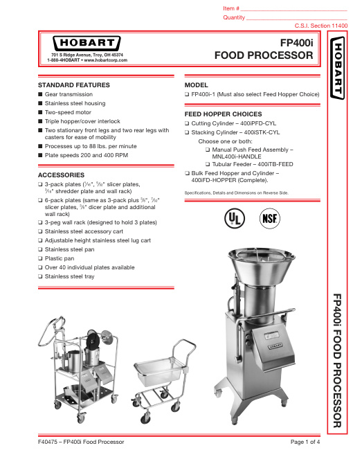 SPEC SHEET