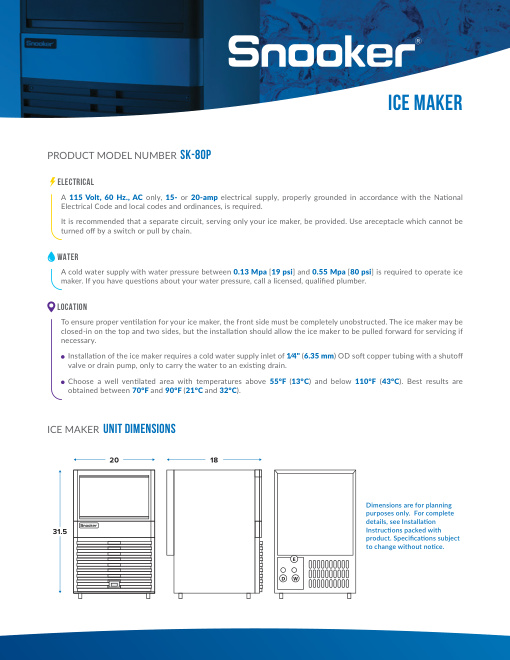 SPEC SHEET
