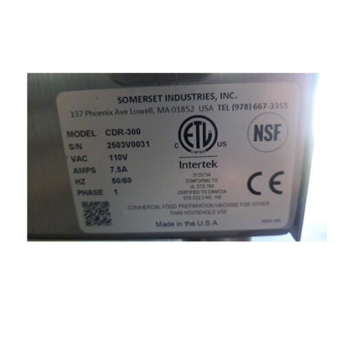 Used Somerset CDR-300 15" Countertop One-Stage Dough Sheeter – Certified Pre-Owned