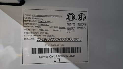 Used EFI C3-82GDVC 82" Three Glass Door Refrigerator – Certified Pre-Owned, 3 Years Old