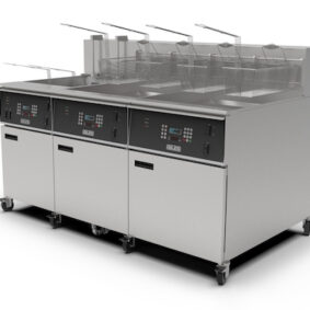Giles EOF-20/24/24 3-Well Banked Electric Open Fryer