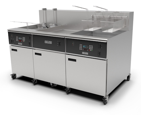 Giles EOF-20/FFLT/24 Banked Electric Open Fryer with Built-In Dump Station
