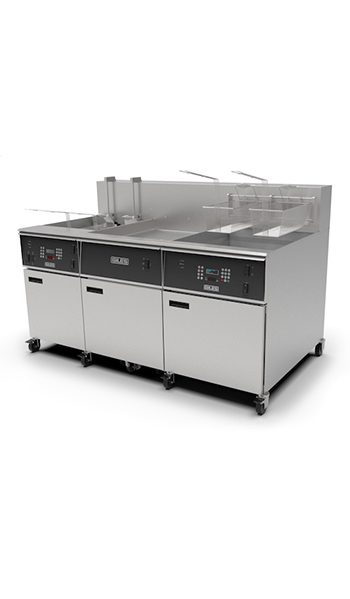 Giles EOF-20/FFLT/24 Banked Electric Open Fryer with Built-In Dump Station